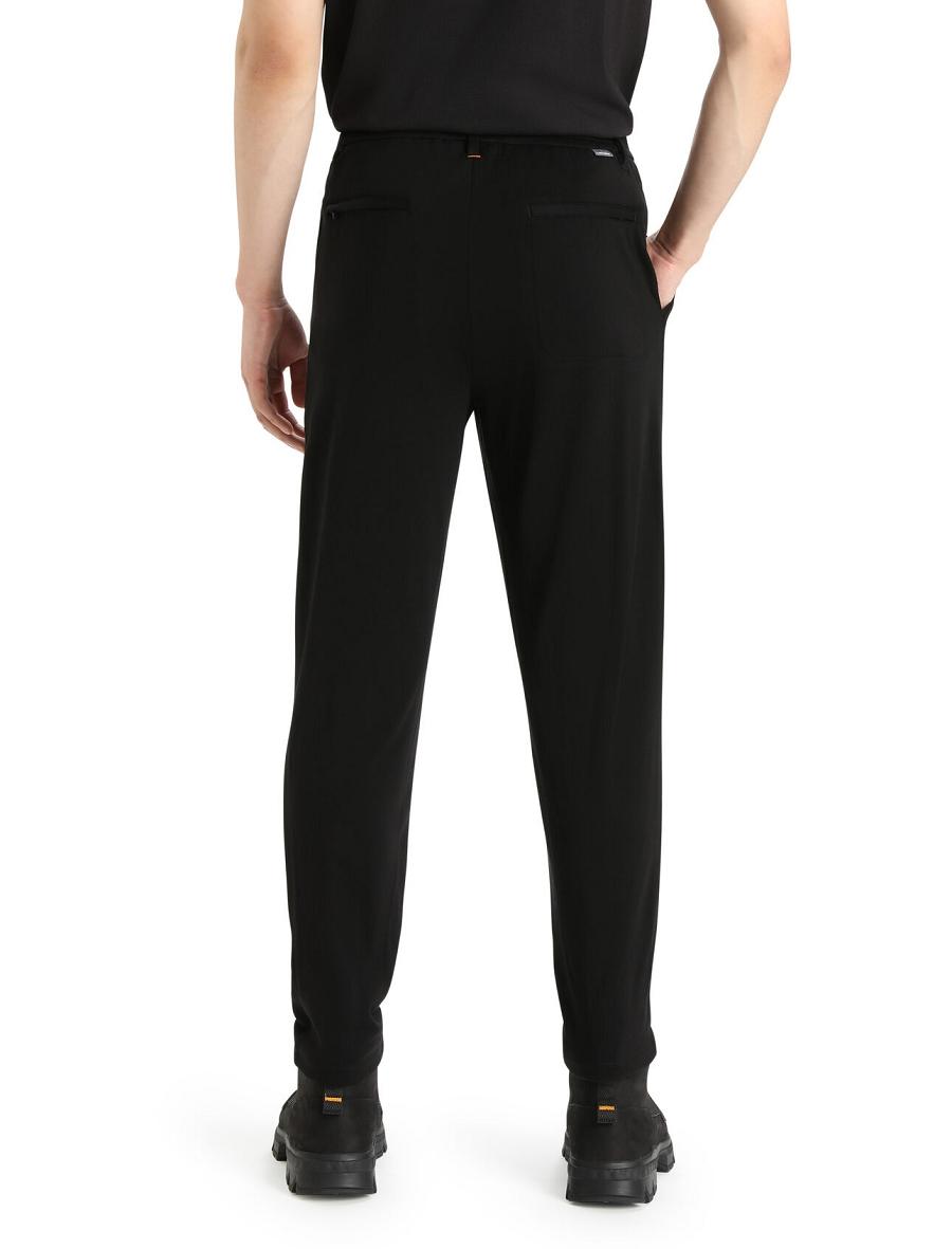 Men's Icebreaker MerinoFine™ Interlock Pants Black | CA 1828TCEV